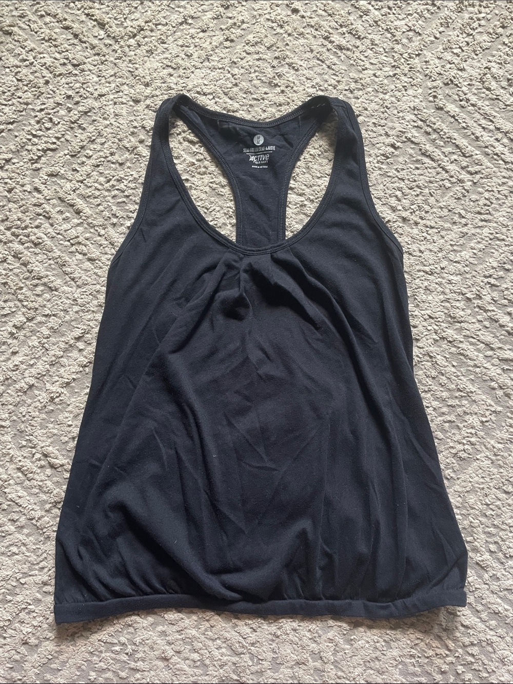 Active USA Black Gathered Racerback Tank Top - Women